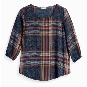 Kaileigh: Le Lis Aldama Plaid Scoop Neck Blouse